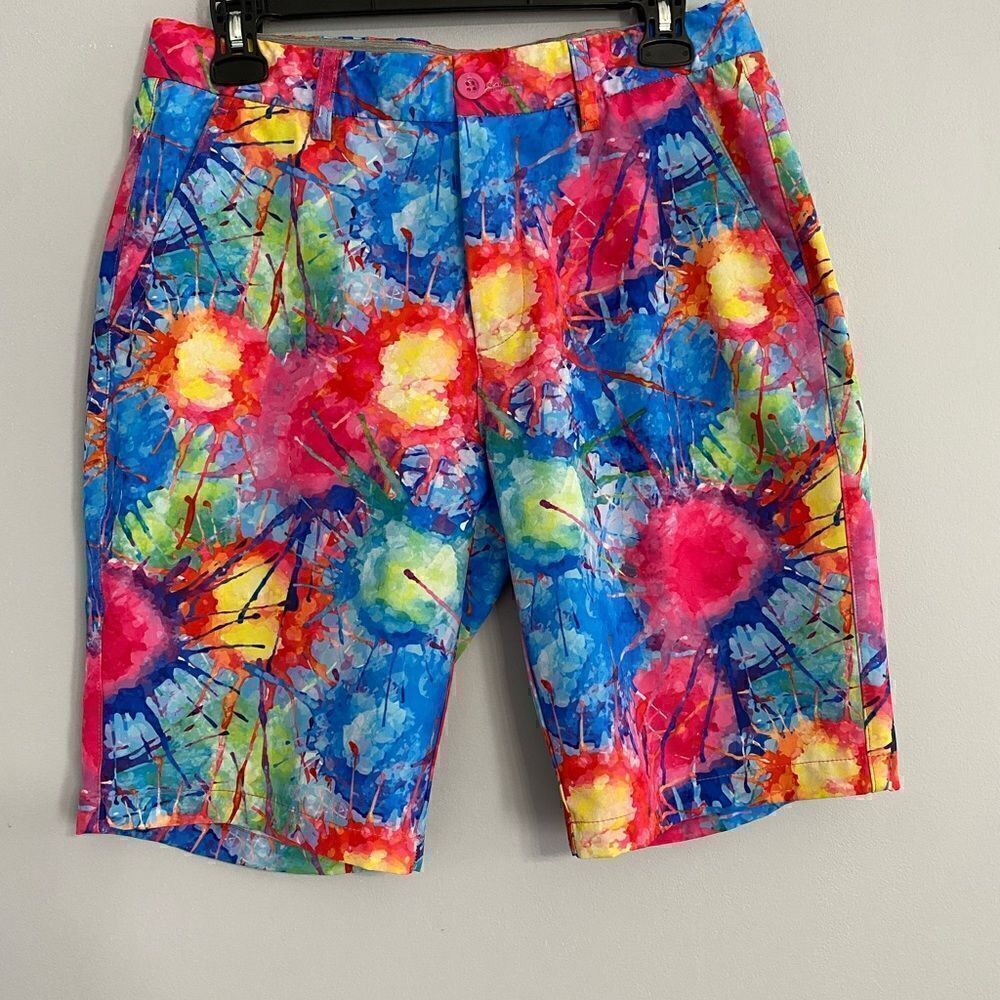 HRESKI Explosion of Color Golf Shorts Men Size 30 - Picture 2 of 8